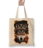 Kurt Köpek Pug Bez Çanta Uzun Saplı