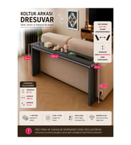 Café Royale Vintage & USB-Tech Konsol Raf - 3 USB + 4 Priz Girişli MDF Koltuk Arkası Raf Antrasit 180x85x12