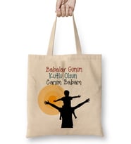 Babalar Günü Babaya Hediye 069 Bez Çanta Uzun Saplı