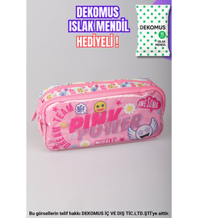 "DEKOMUS ISLAK MENDİL HEDİYELİ"  "THE POWER OF PINK LOVE KOLEKSİYONU" KALEM ÇANTASI