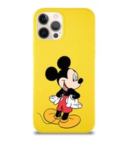 Apple iPhone 12 Pro Soft Premier Kapak Mickey Mouse-D Tasarımlı Silikon Kılıf - Sarı (Şeffaf)