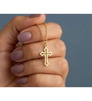 Kişiye Özel 925 Ayar Gümüş Haç Sembol Kolye (Gold)