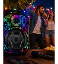 8 İnç Taşınabilir Karaoke Hoparlör Mikrofonlu Rgb Işıklı Speaker