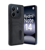 Xiaomi Redmi Note 14 4g Kılıf Sara Kartvizitli Deri Kılıf - Siyah