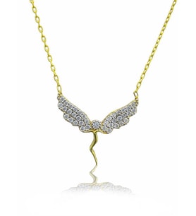 Su Perisi 925 Ayar Gümüş Zirkon Taşlı Gold Kaplama Kolye (Karışık)