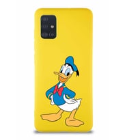 Samsung Galaxy M31S Soft Premier Kapak Donald Duck-C Tasarımlı Silikon Kılıf - Sarı (Şeffaf)