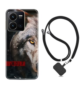 Vivo Y22 Kılıf Silikon Boyun Askılı İpli Desenli Silikon Wolf Eyes 1758