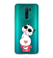 Xiaomi Redmi 9 Uyumlu Kapak Coolcat Tasarımlı Şeffaf Silikon Kılıf