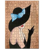 Cakapuzzle London Zeminde Mavi Fiyonklu Şapkalı Kadın  Puzzle Yapboz MDF (Ahşap) (120 Parça)