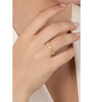 925 ayar gümüş yüzük altın yaldızlı zirkon taşlı sonsuzluk modeli ayarlamalı yüzük SGTL13131GOLD (Altın Rengi)