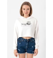 Outlander Artemis Crew Ekru Kadın Crop Kapşonlu