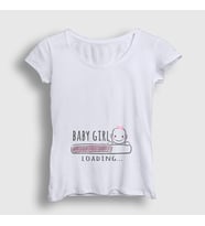 Presmono Kadın Beyaz Baby Girl Loading Yükleniyor Doğum Hamilelik T-Shirt 531441tt