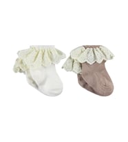 Civil Baby Çift Dantel Aksesuarlı 2'li 6- Bebek Kız Çorap Set - Standart