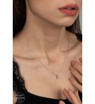 SWAROVSKİ CRYSTAL TEK TAŞ  925 AYAR GÜMÜŞ KOLYE