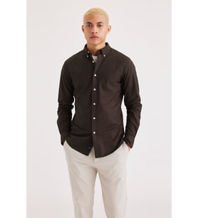 Stretch Oxford Slim Gömlek Beige