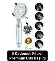 Premium 5 Fonksiyonlu Filtreli Değişebilen Masajlı Yüksek Basınçlı Arıtmalı Banyo Duş Telefonu