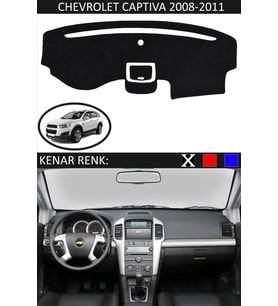 Chevrolet Captiva 2008-2011 Için Uygun Torpido Koruma Halısı Siyah Kenar Renk Siyah