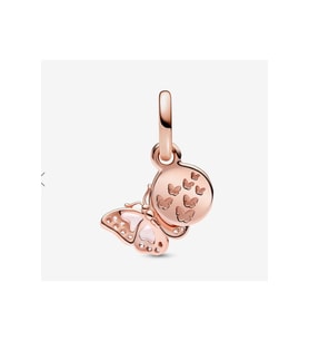 Pembe Kelebek Çift Sallantılı Charm