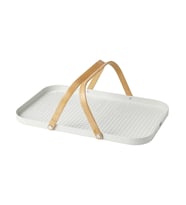 IKEA GRÖNFISK bambu-beyaz 46x30 cm kulplu tepsi