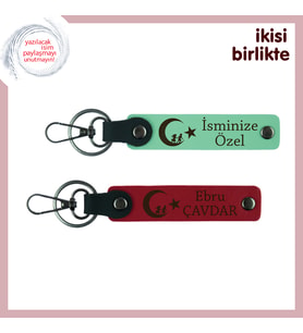 Öğretmenler Günü İçin Anlamlı Hediye Çocuk Ve Ayyıldız Temalı – İsimli Anahtarlık, Yeşil-Kırmızı
