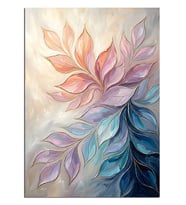 Pastel Renkli Yaprak Sanatı Soyut Dekoratif Kanvas - Mdf Ahşap Tablo