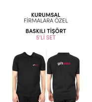 Kurumsal Firmalara Özel Baskılı Tişört - Özelleştirilebilir 5'li Tişört Seti - Polo Yaka (Siyah)