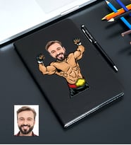 Kişiye Özel Güreşçi Tasarımlı Karikatürlü Siyah Defter Kalem Seti 99