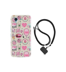 Alcatel 1 2022 Kılıf Ipli Boyun Askılı Desenli Silikon Donut Flamingo 1415
