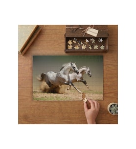 Koşan Beyaz Atlar - Horses Tasarımı 240 parça Ahşap Puzzle Ahşap Kutuda MP04252