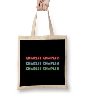 Charlie Chaplin Quotes Art Gİift - Vintage Retro Style Bez Çanta Uzun Saplı