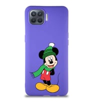 Oppo Reno 4 Lite Soft Premier Kapak Mickey Mouse-G Tasarımlı Silikon Kılıf - Mor (Şeffaf)