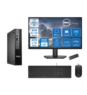 Dell Pc Pro Mıcro QCM1250 Intel® Ultra 7 265T 64GB Ddr5 4tb SSD Intel® Graphicsdell 27 Inç Fhd Mon.  Freedos Mini Masaüstü Bilgisayar BTO10727F25+ZETTAUSBBELLEK