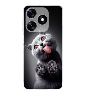 PrintiFy Tecno Spark 10C ile Uyumlu Kedi 2 Kamera Korumalı Şeffaf Kılıf