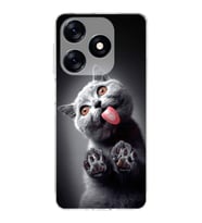 PrintiFy Tecno Spark 10C ile Uyumlu Kedi 2 Kamera Korumalı Şeffaf Kılıf