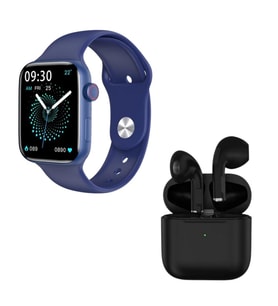 HW22 Plus Mavi Akıllı Saat Pro 5 Siyah Bluetooth Kulaklık