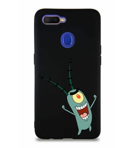 Oppo A12 Soft Premier Kapak Plankton Tasarımlı Silikon Kılıf - Siyah (Şeffaf)