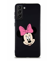 Samsung Galaxy S21 Plus Soft Premier Kapak Minnie Mouse-C Tasarımlı Silikon Kılıf - Siyah (Şeffaf)