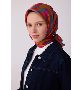Belli Nostalji Serisi Twill İpek Desenli Eşarp 4327D