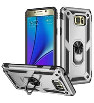 Samsung Galaxy Note 5 Kılıf Yüzüklü Standlı Korumalı Tank Kapak (Gri)