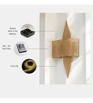 YENİ ASLI PİLLİ ESKİTME DİKDÖRTGEN RATTAN ABAJURLU APLİK