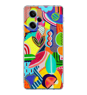 PrintiFy Xiaomi Redmi Note 12 Pro 5G ile Uyumlu 1mm Slim Fit Retro Colors 6 Baskılı Şeffaf  Kılıf