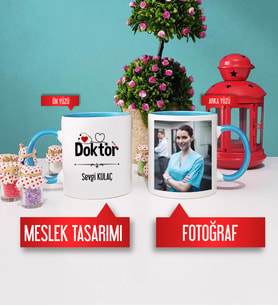 İsme Özel Doktora Hediye Doktor Kupa Bardak Mavi Fotoğraflı