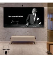 Panoramik Kanvas Atatürk Sözleri Tüketici yaşamak iyi değildir. Üretici olalım.