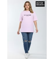 Kadın Büyük Beden L.v. Est Belle Baskılı 3xl-6xl Bisiklet Yaka Tshırt SPR26BTSK510-17
