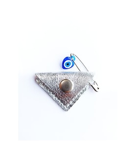 Mini Bebek Cevşen Dualı Kolye Muska Hakiki Deri El Yapımı Üçgen