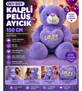 Dev Boy Kalpli Peluş Ayıcık 150 CM Ultra Yumuşak Büyük Boy Sevgiliye Özel Hediye Ayı