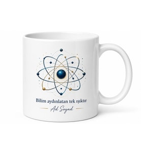 İsimli Elektron Yörüngesi Desenli Kimya Kupası Hediye Bardak Özel Tasarım