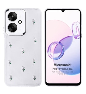 Microsonic Xiaomi Redmi 13C Kılıf PrettyCharm Tulip (Yeşil)