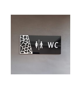 Black Silver Pattern Seri WC Yönlendirme Tabelası