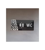 Black Silver Pattern Seri WC Yönlendirme Tabelası